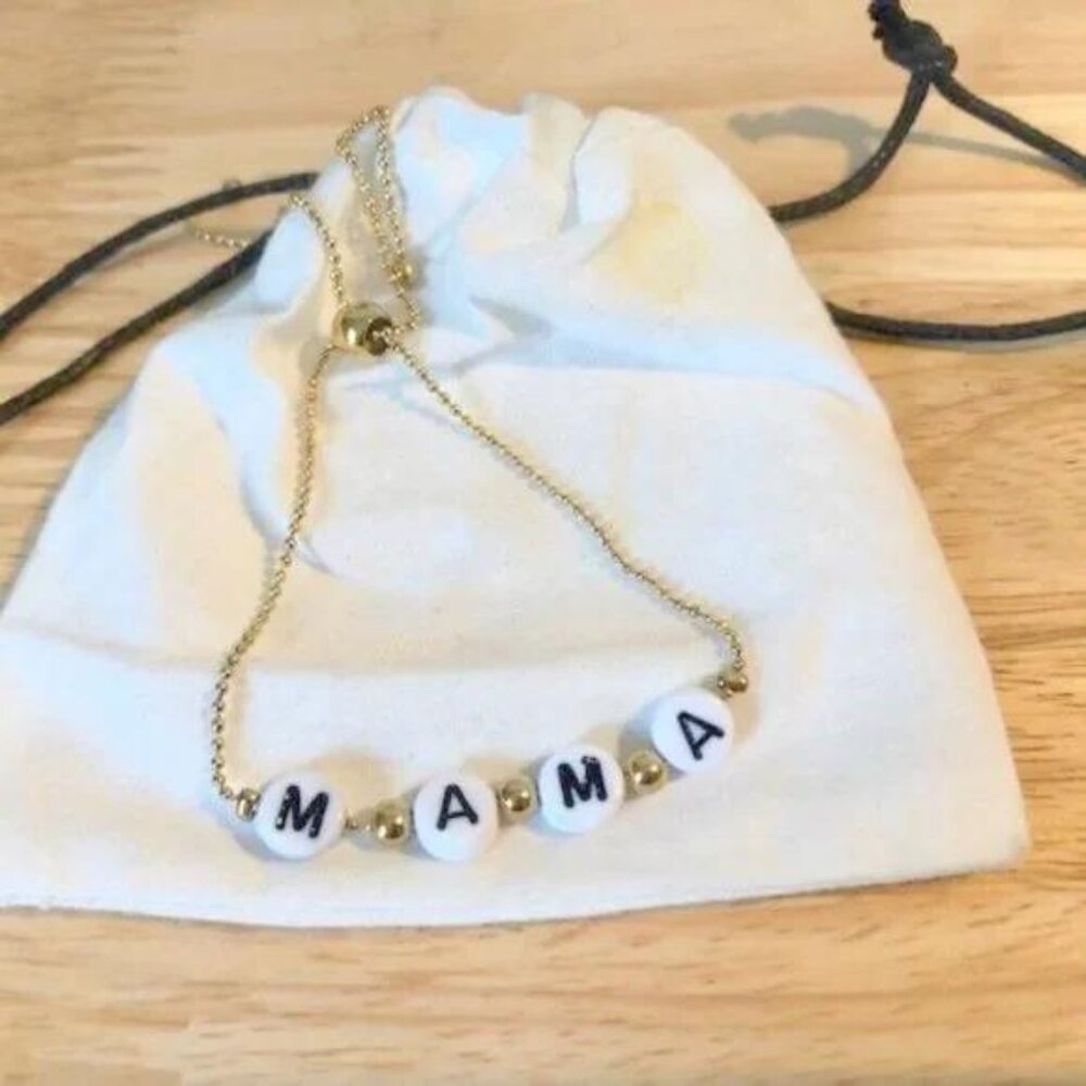 14k Polished "Mama" Baby Bracelet